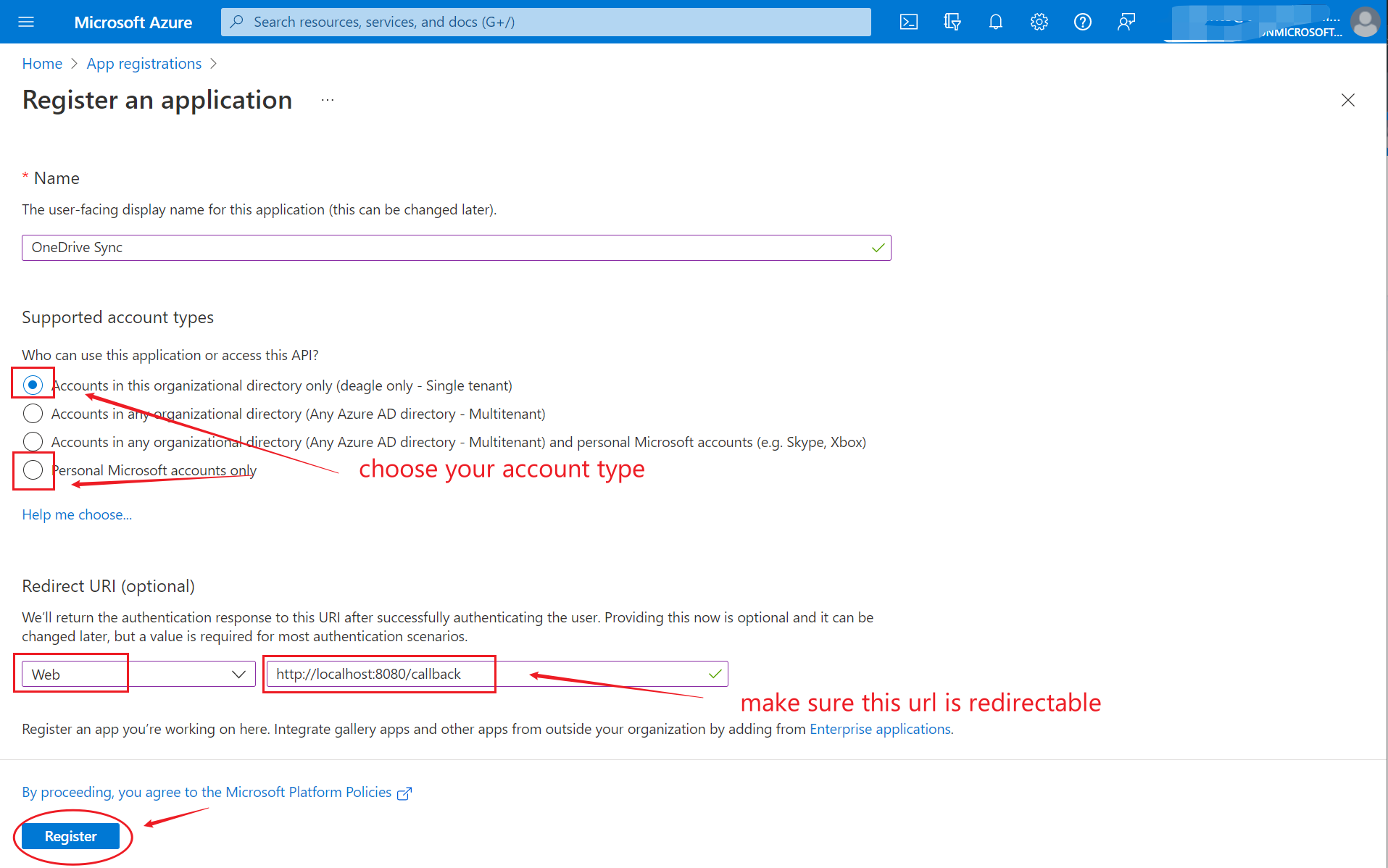 Register application