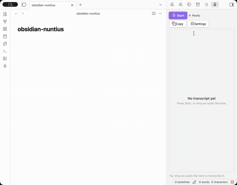 Nuntius live transcription demo