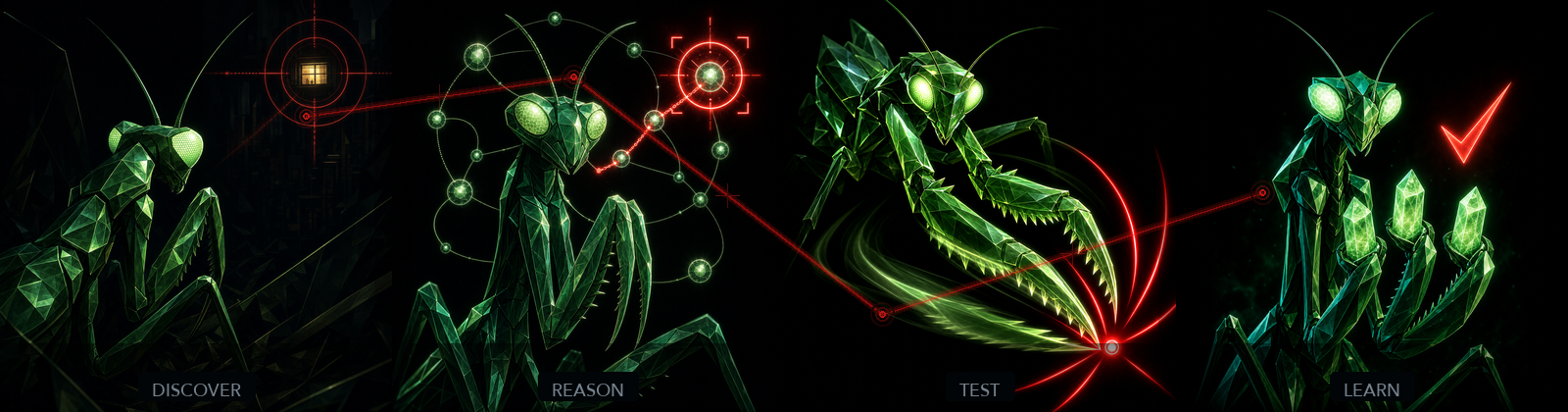 Mantis · stalk, wait, strike, hold
