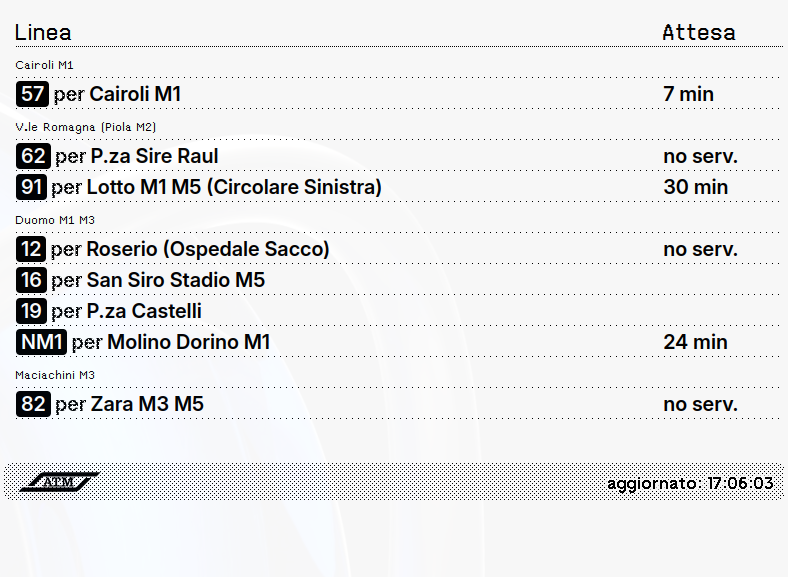 ATM Milano Bus/Tram live timetable Screenshot
