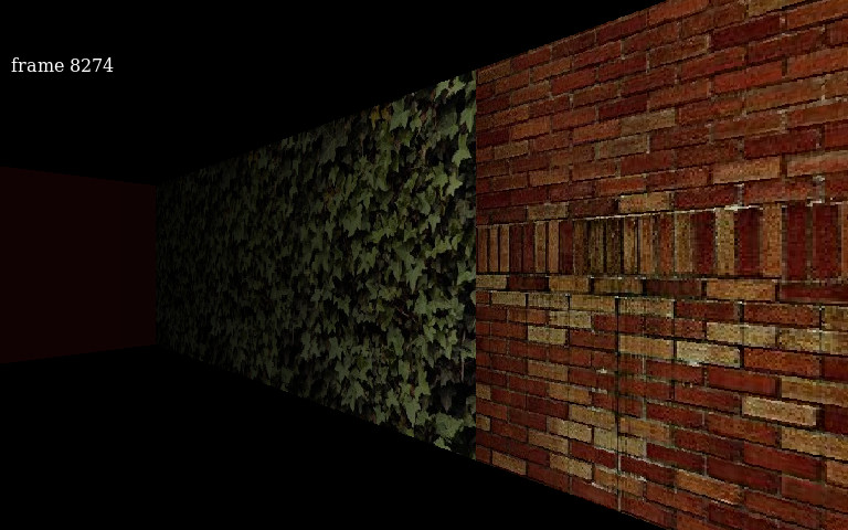 Screenshot of texture-mapped walls with lighting