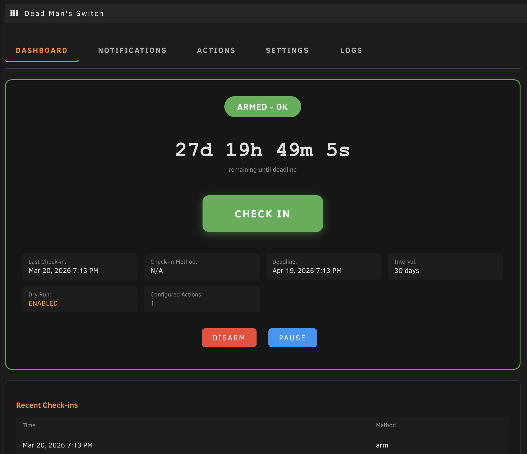 Settings Dashboard