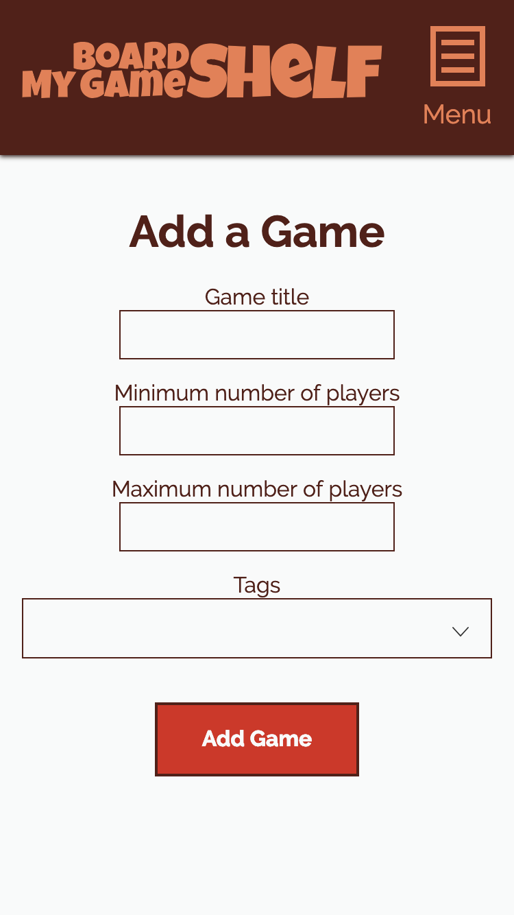 Screenshot of the add/edit game form