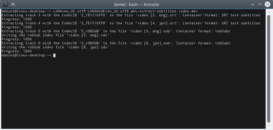 Screen shot of mkv-extract-subtitles