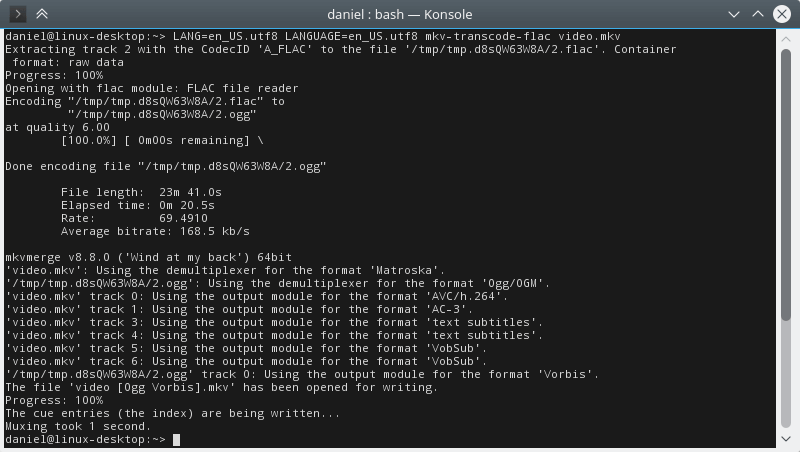 Screen shot of mkv-transcode-flac