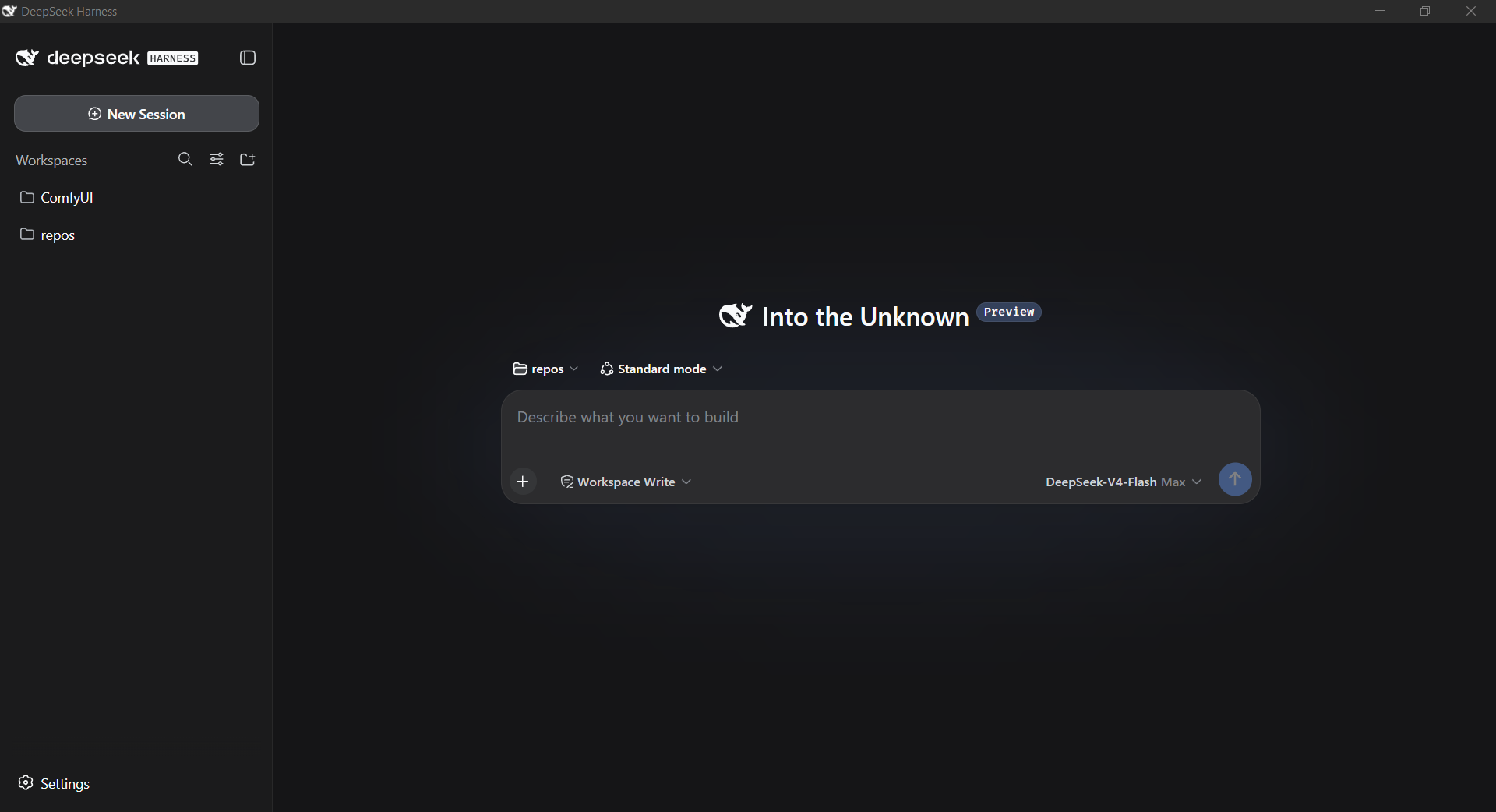 DeepSeek Harness native window