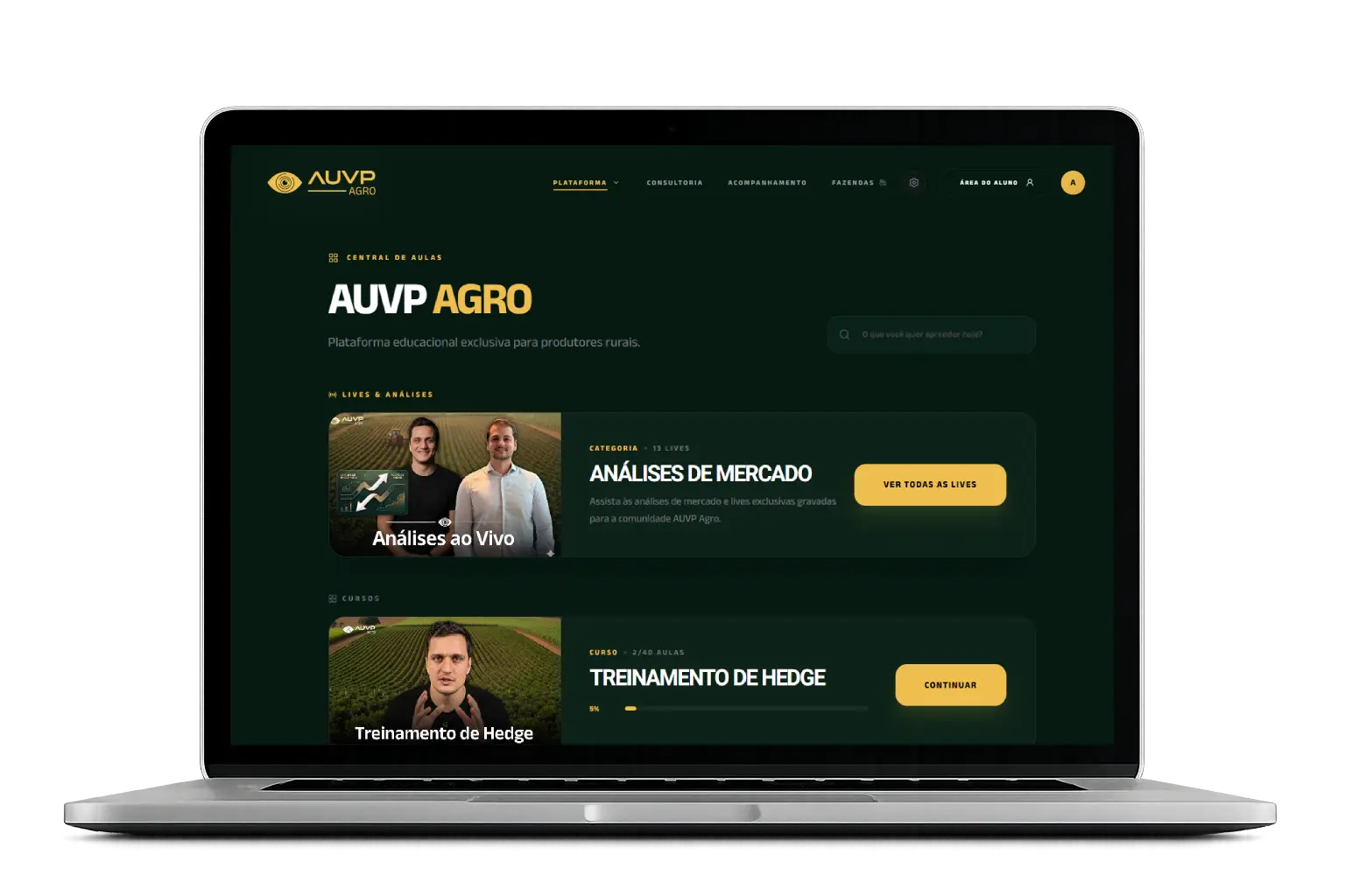 Sistema AUVP Agro no Notebook