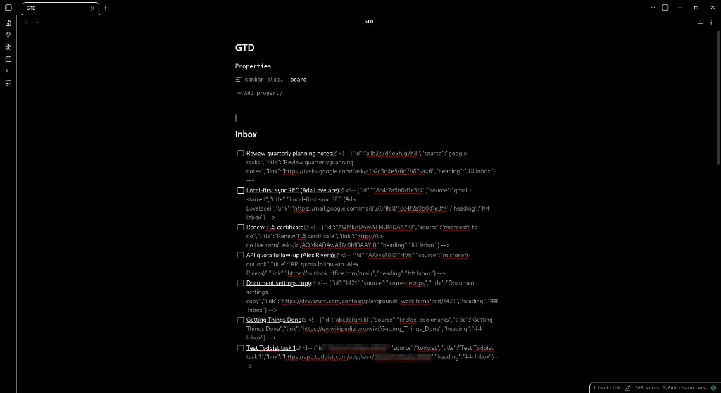 Markdown source of synced Inbox items