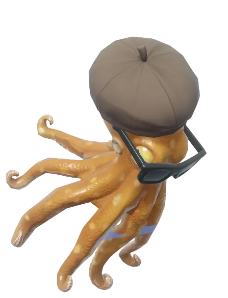 Pulpo común con sombrero de director castaño