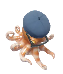 Pulpo pigmeo con sombrero de director cian