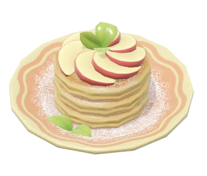 Panqueque con azúcar glacé de manzana