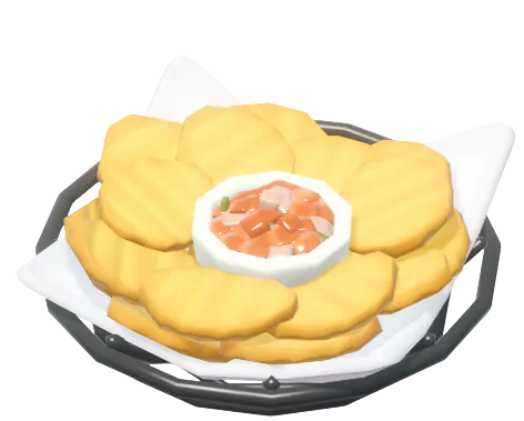 Papas fritas onduladas con salsa
