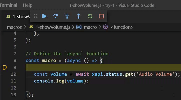 Step-by-step execution, watching variable values in Visual Studio Code