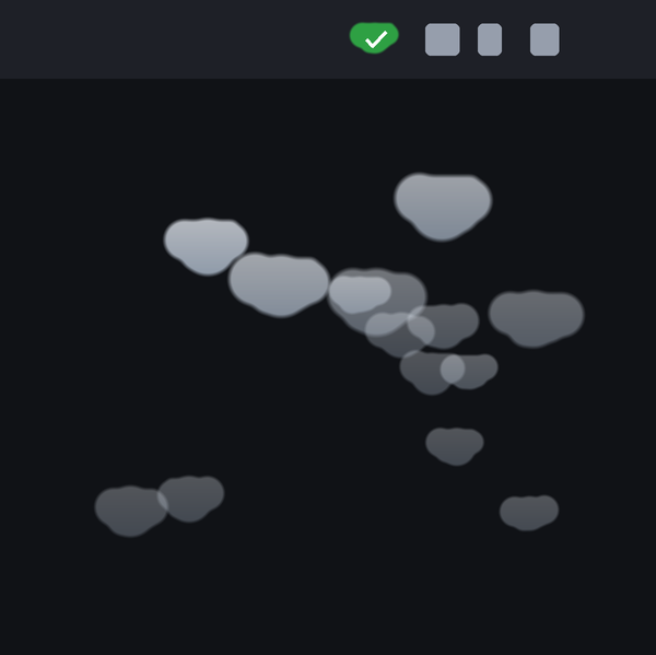 A burst of clouds falling from the macOS menu bar