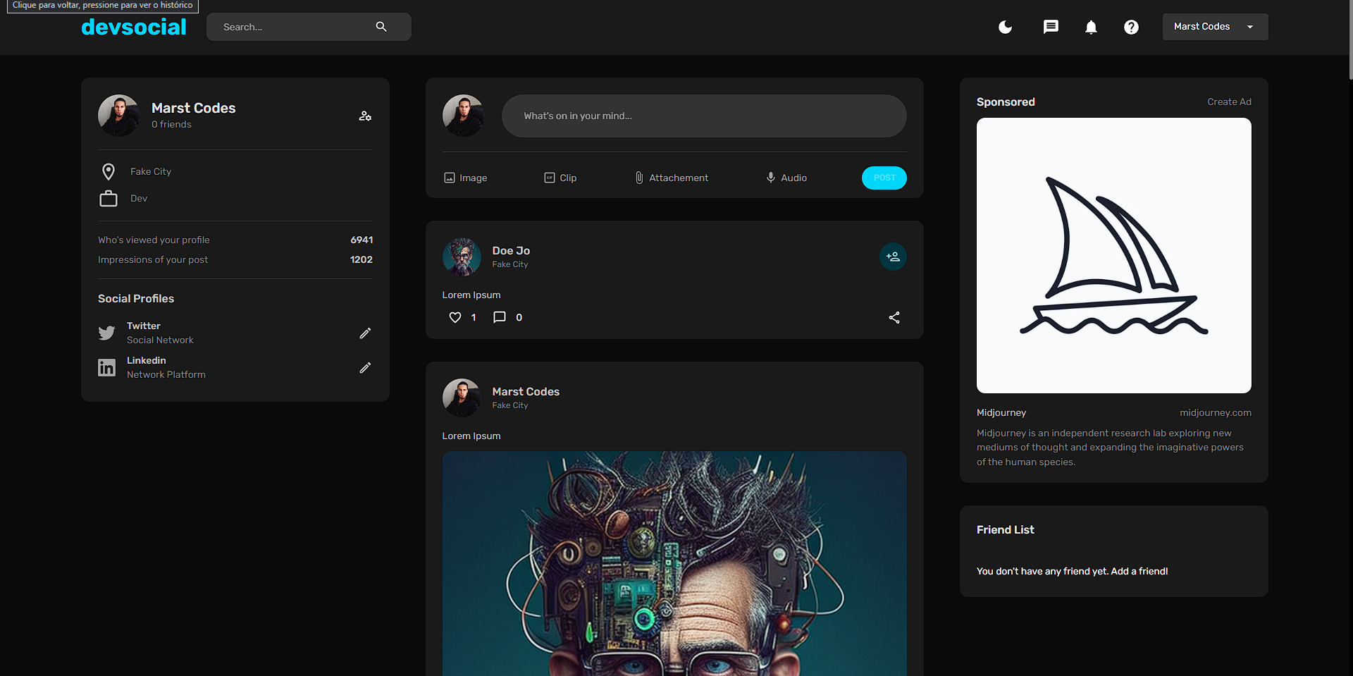 GitHub - developermartins/devsocial: Social Media App developed using React