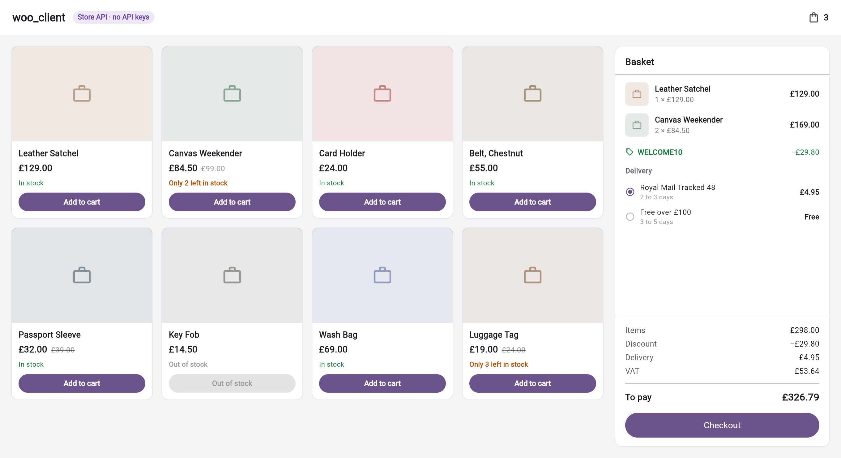 A storefront built on the Store API