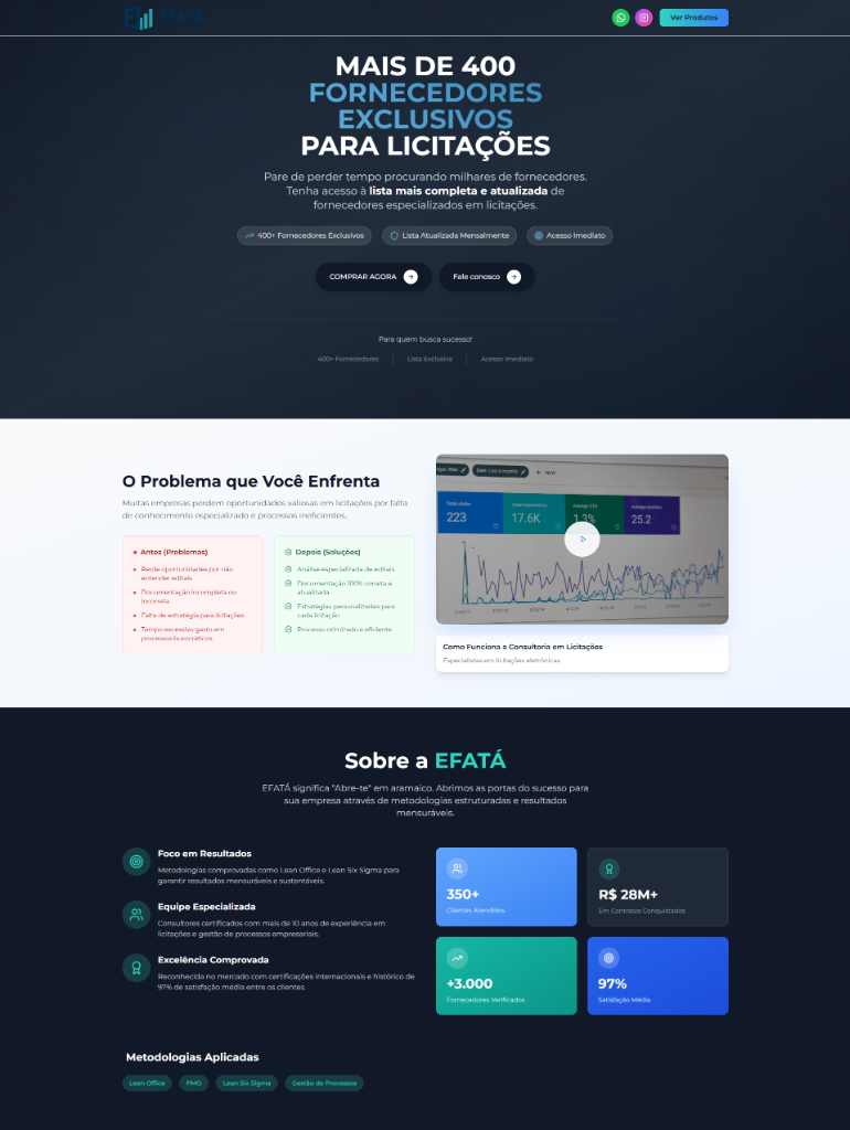 Landing page da Efatá Consultoria
