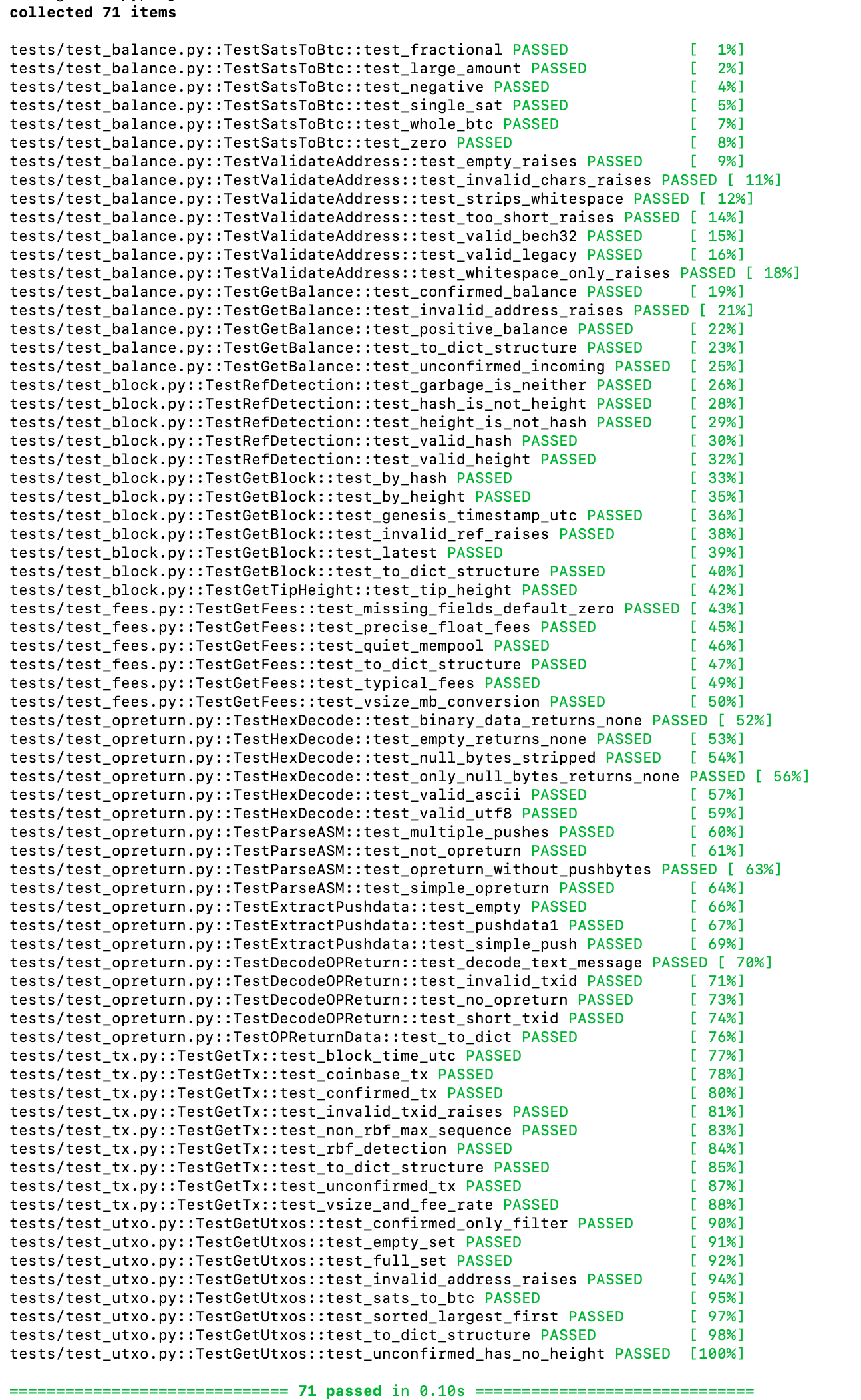 Tests passing