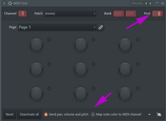 MIDI Out plugin set to same port
