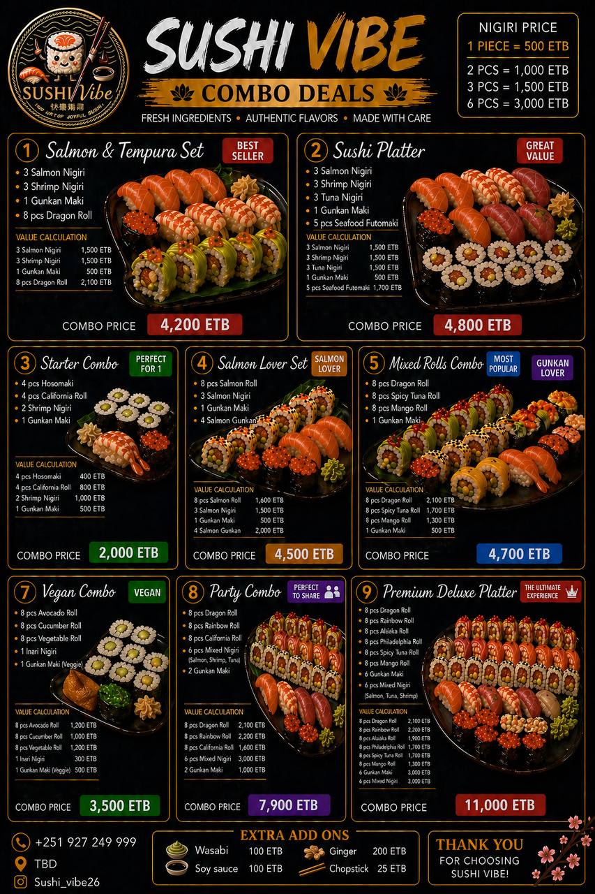 Sushi Vibe Menu