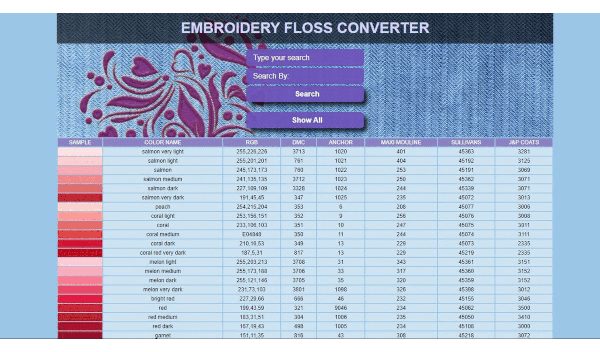 Embroidery Floss Converter