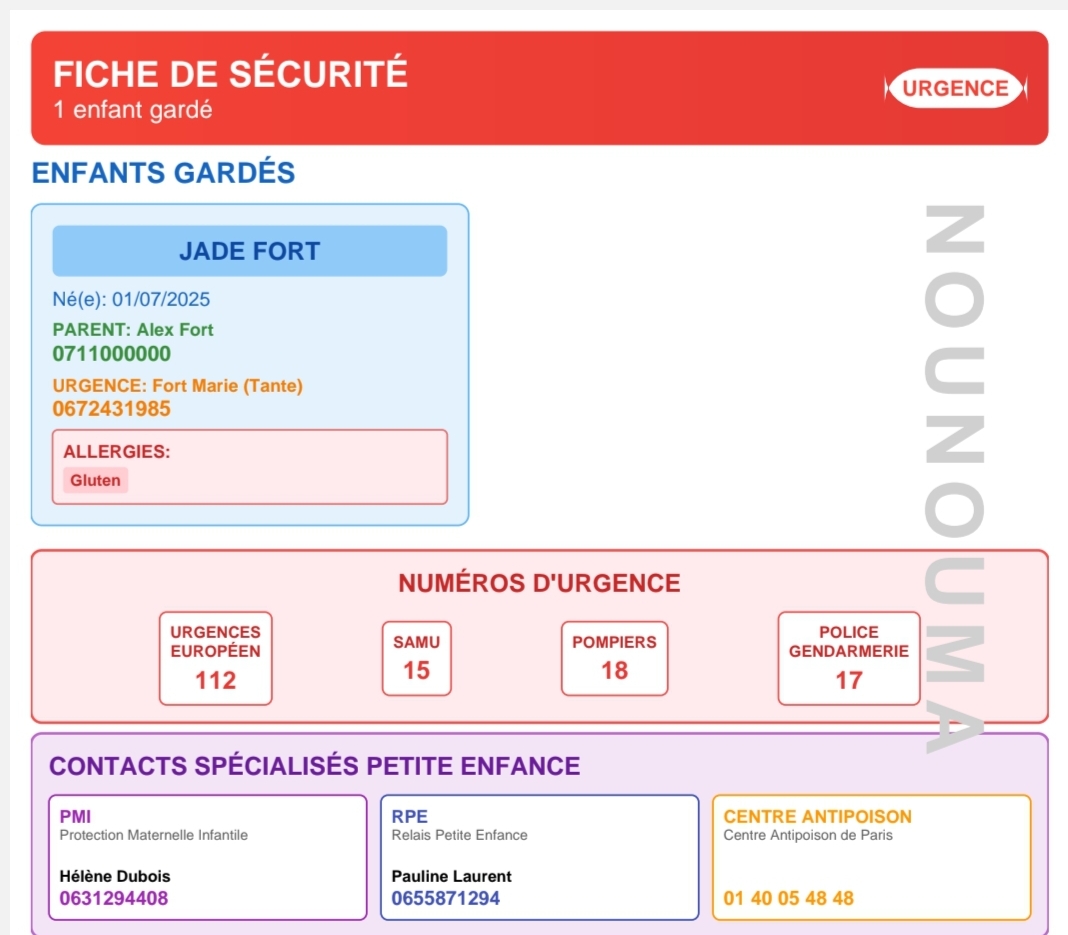 Fiches de sécurité