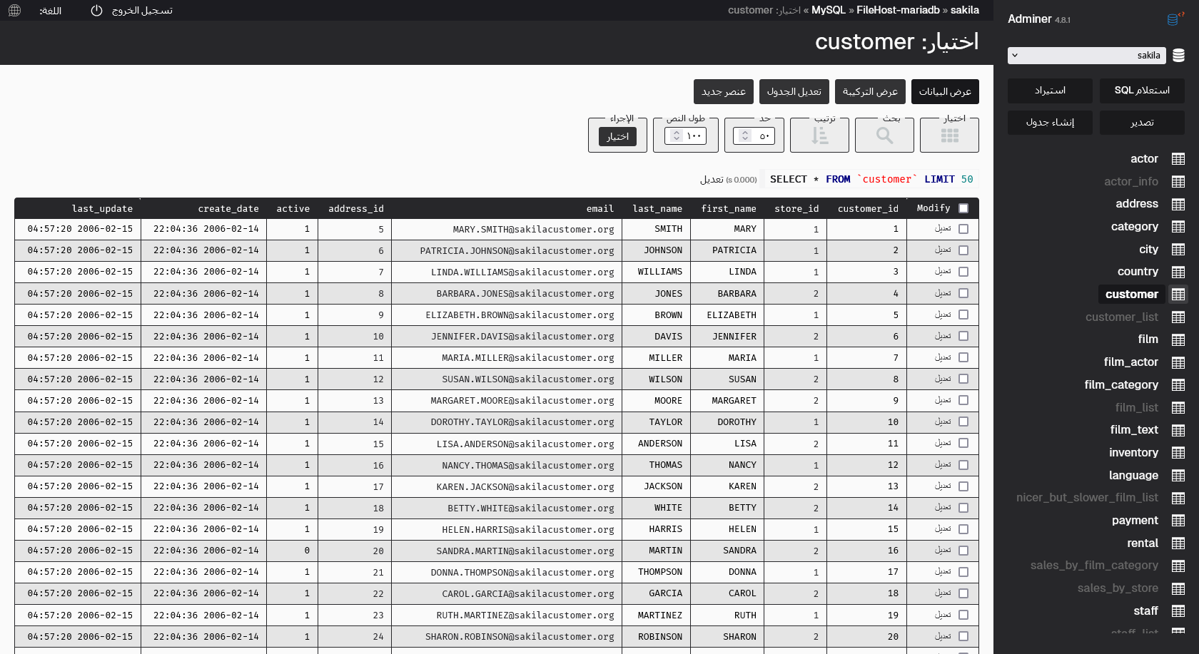 Simple Theme for Adminer - RTL support