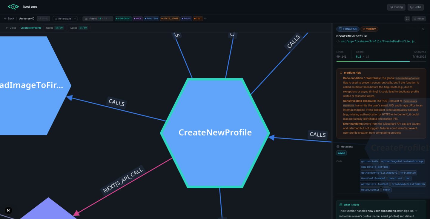 Node inspector with summaries & security risk