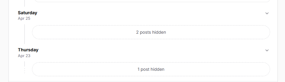 Collapsed day groups, light mode