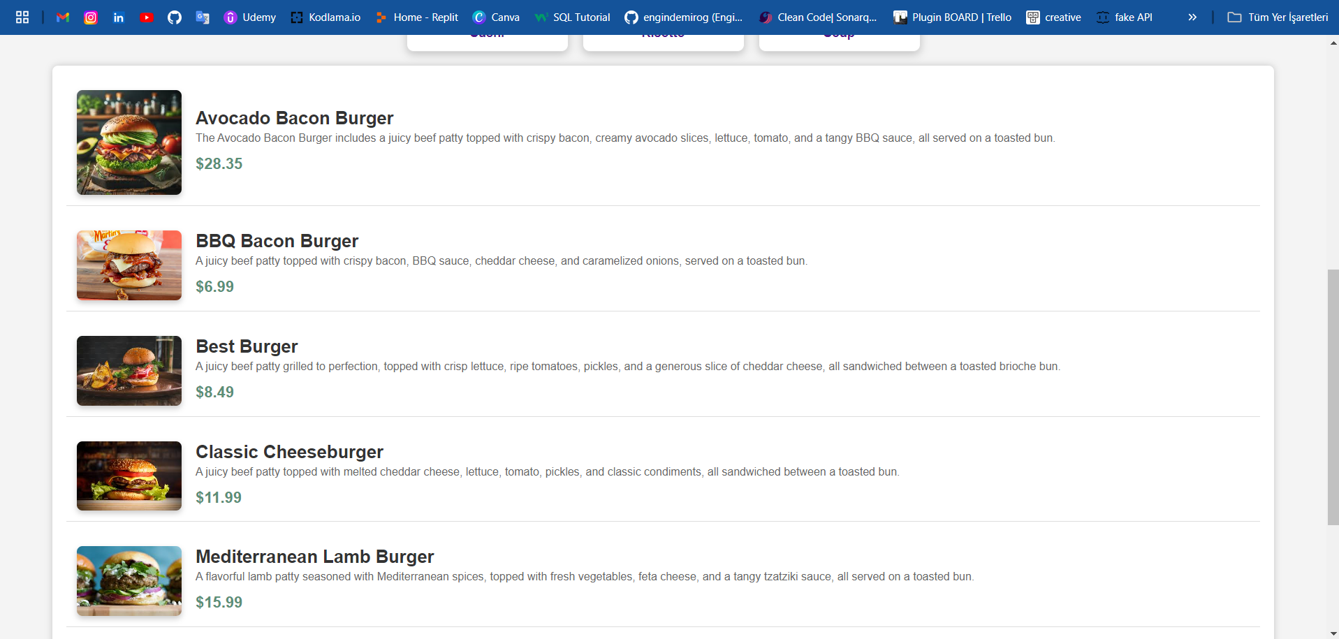 Static Menu