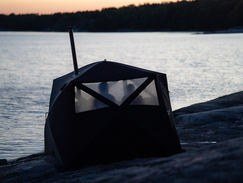 Two blokes by the lake