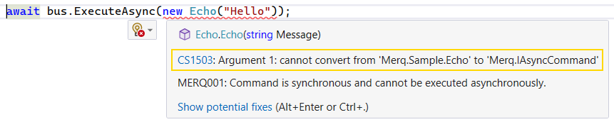 error executing sync command as async