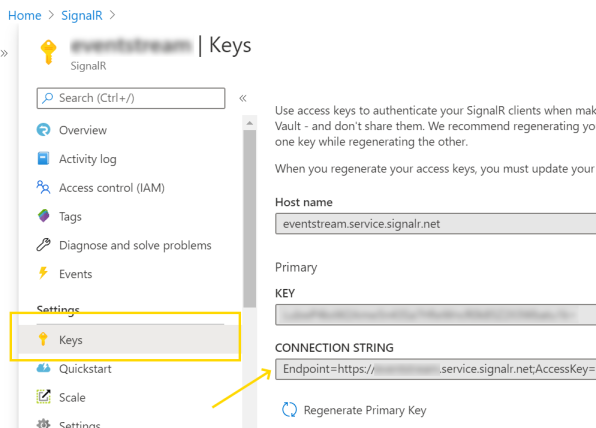 SignalR Connection String