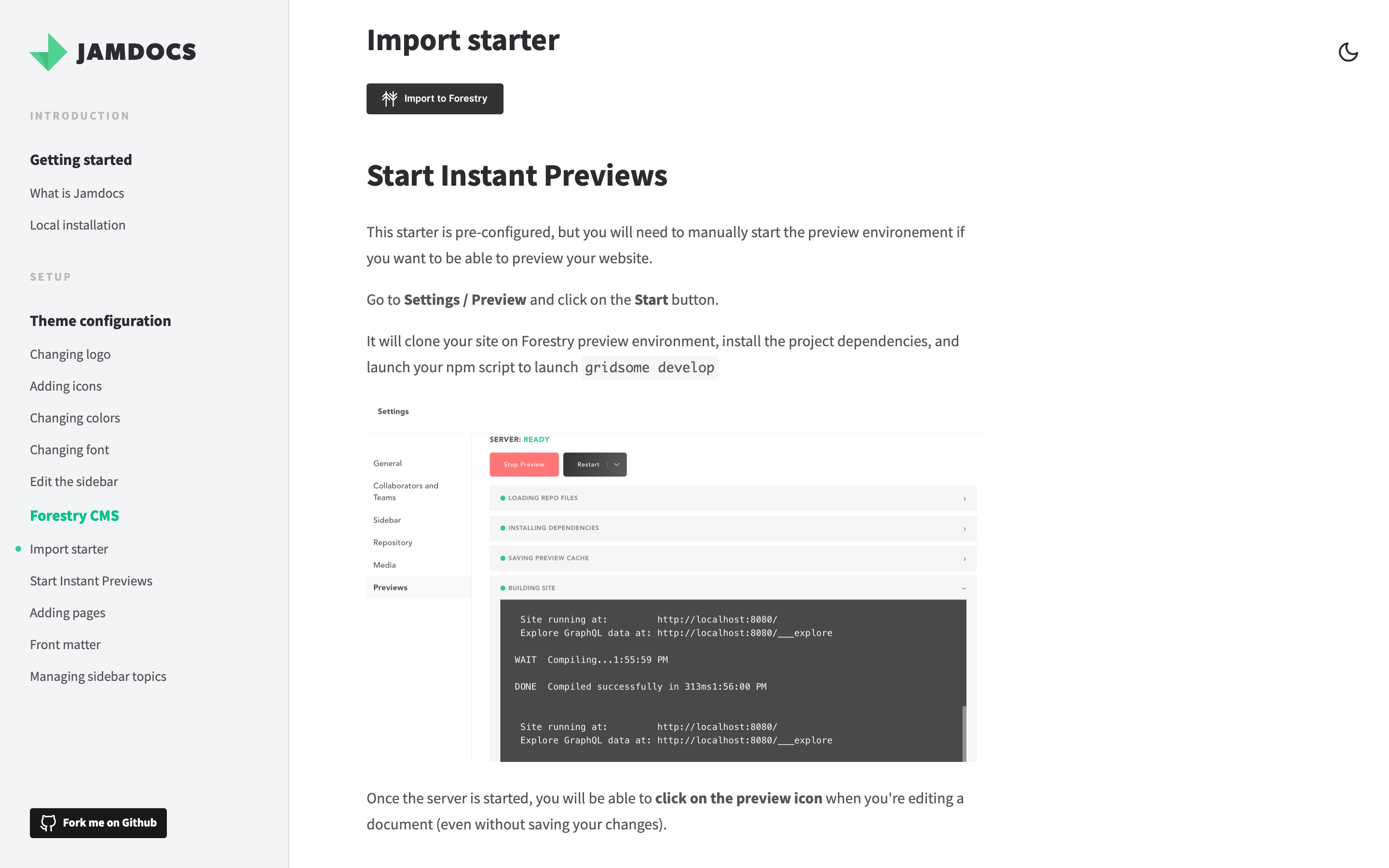 Forestry documentation in JAMdocs