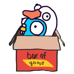 image with a gopher in a goose costume in a box