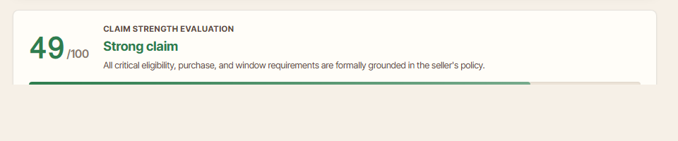 Claim strength computed in code from the verified ledger