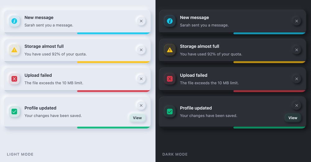 Neumorphic theme — light and dark mode