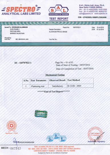 Flattening Test Report