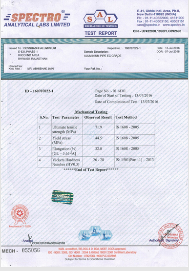 Tensile Strength Test Report