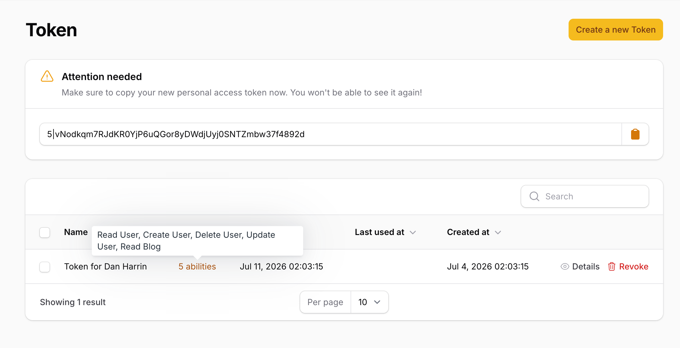 Token Created