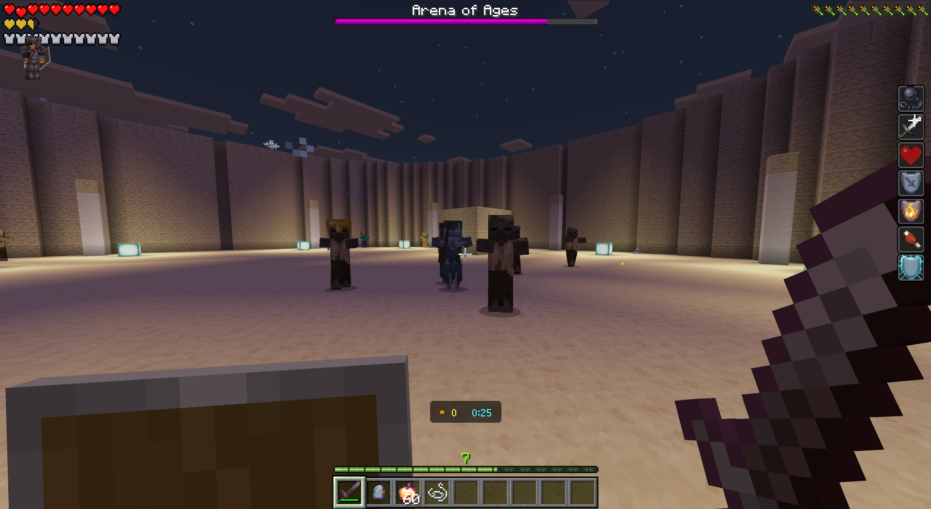 Echoes closing in during a night wave inside the sealed sandstone arena