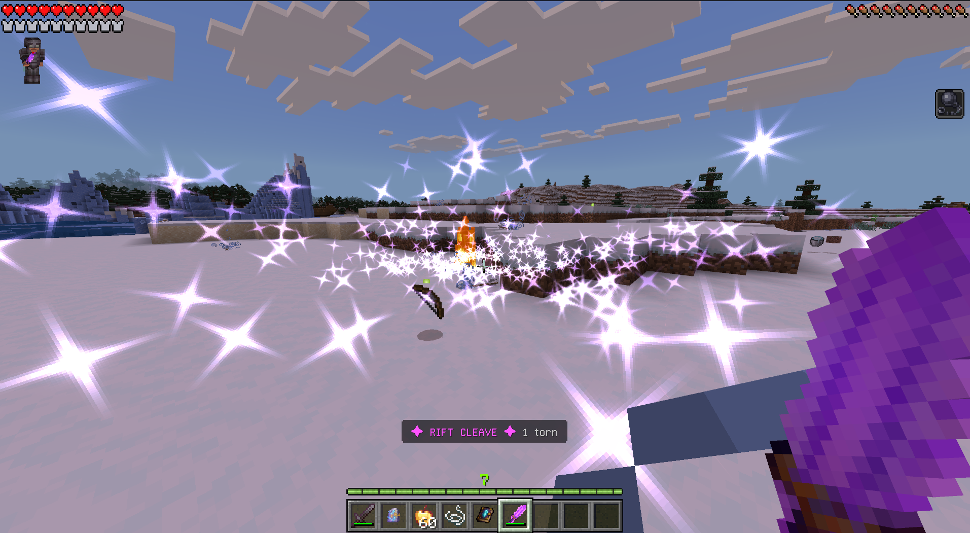Rift Cleave firing in a wide arc of violet energy