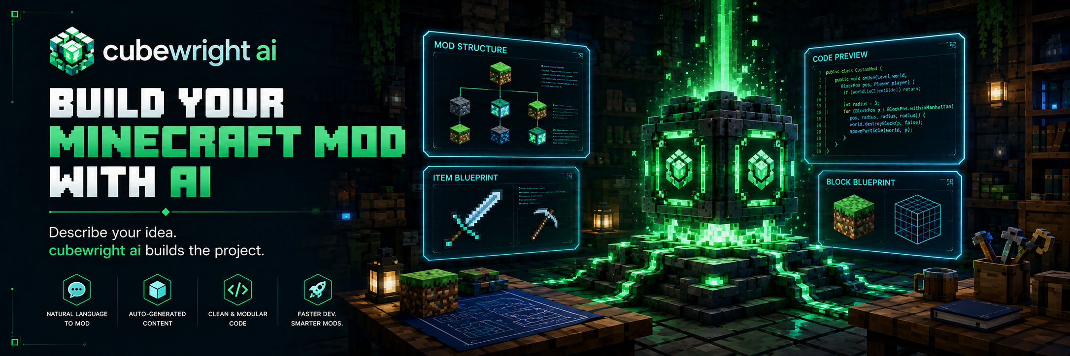 Build your Minecraft mod with CubeWright AI