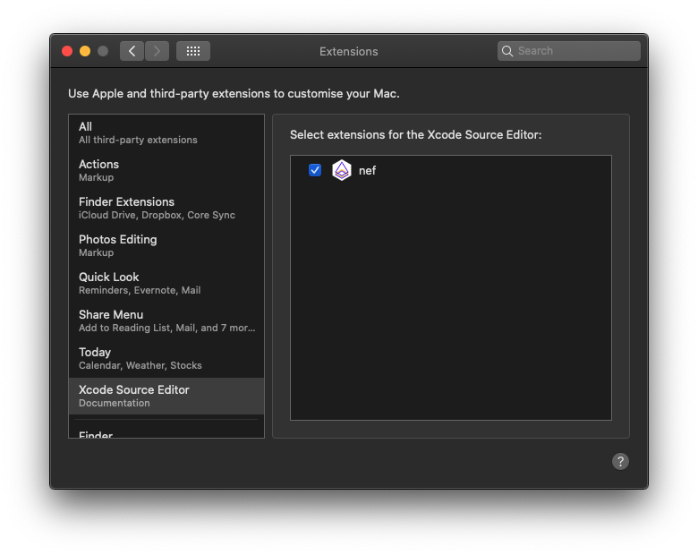 nef: enable Xcode extension