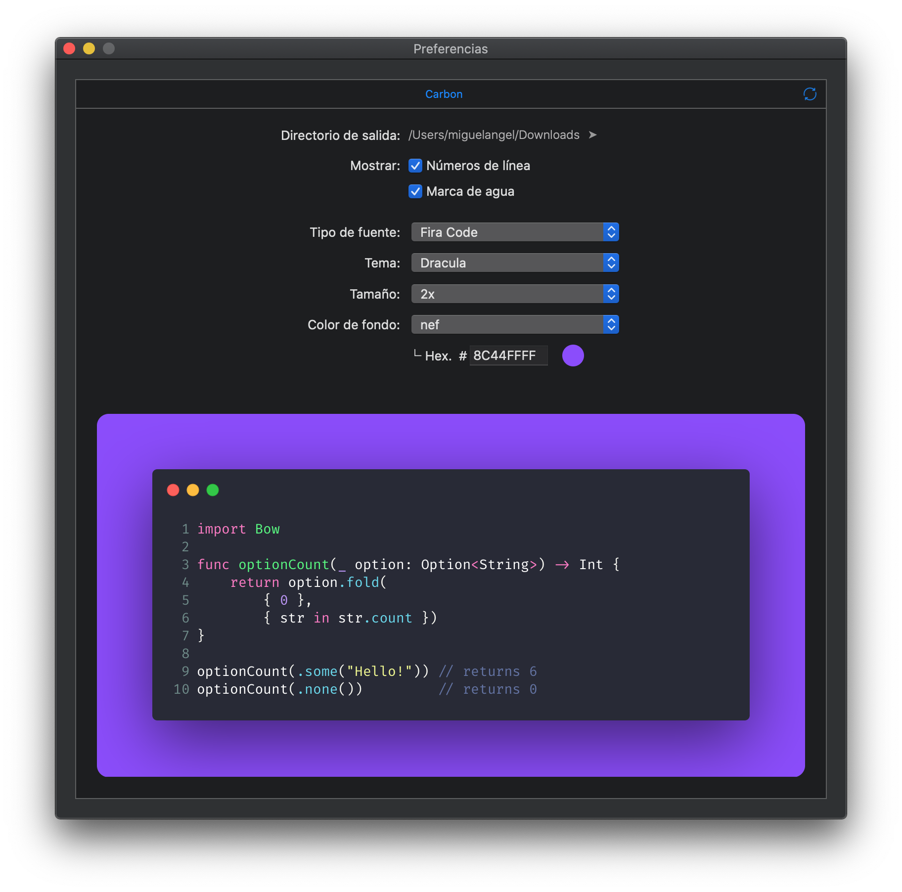 nef: preferences Xcode extension