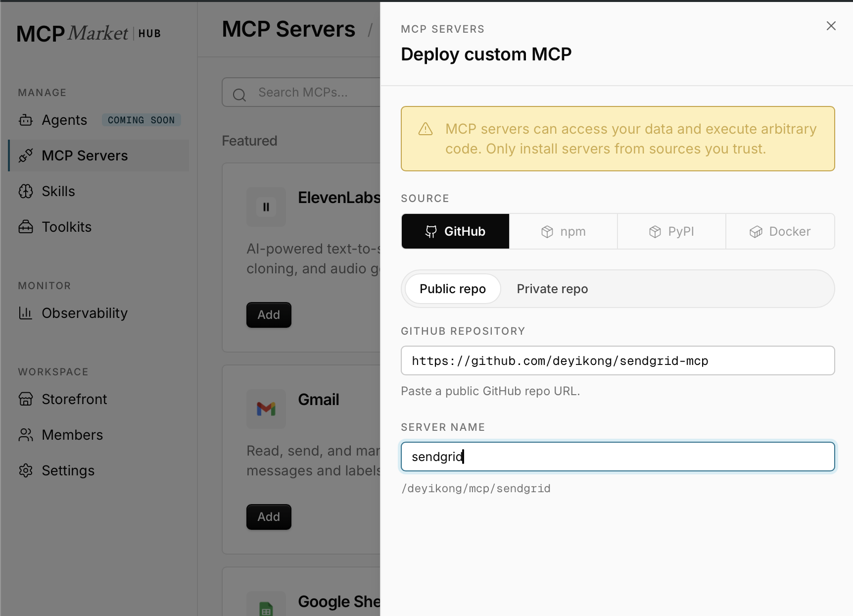 Deploying from a GitHub repo