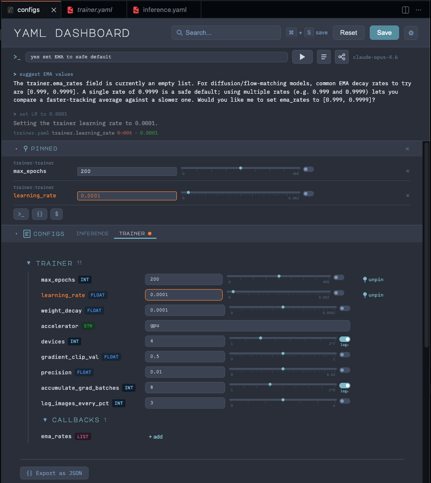 Config Dashboard screenshot