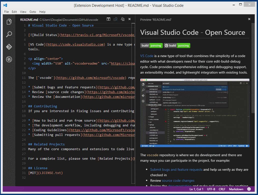 Visual Studio code. Visual Studio code Extension. Visual Studio code Markdown. Link Visual Studio.