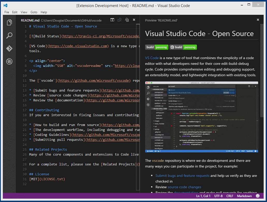 Get extension. Visual Studio code. Visual Studio code Extension. Visual Studio code Markdown. Link Visual Studio.