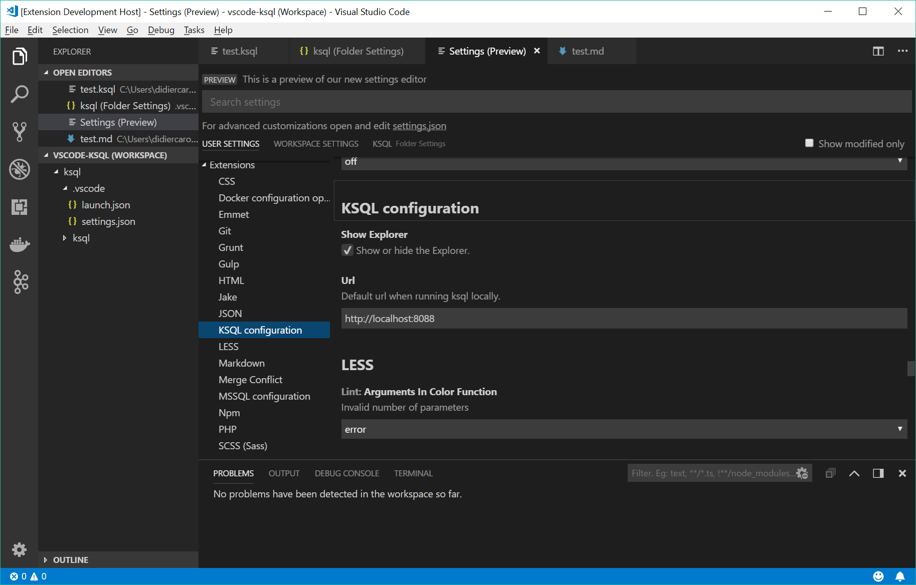 Using Workspace Config to change the KSQL endpoint